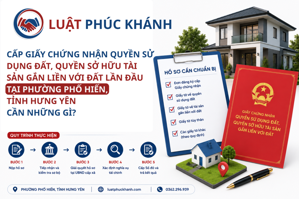 CẤP GIẤY CHỨNG NHẬN QUYỀN SỬ DỤNG ĐẤT, QUYỀN SỞ HỮU TÀI SẢN GẮN LIỀN VỚI ĐẤT LẦN ĐẦU TẠI PHƯỜNG PHỐ HIẾN, TỈNH HƯNG YÊN CẦN NHỮNG GÌ?
